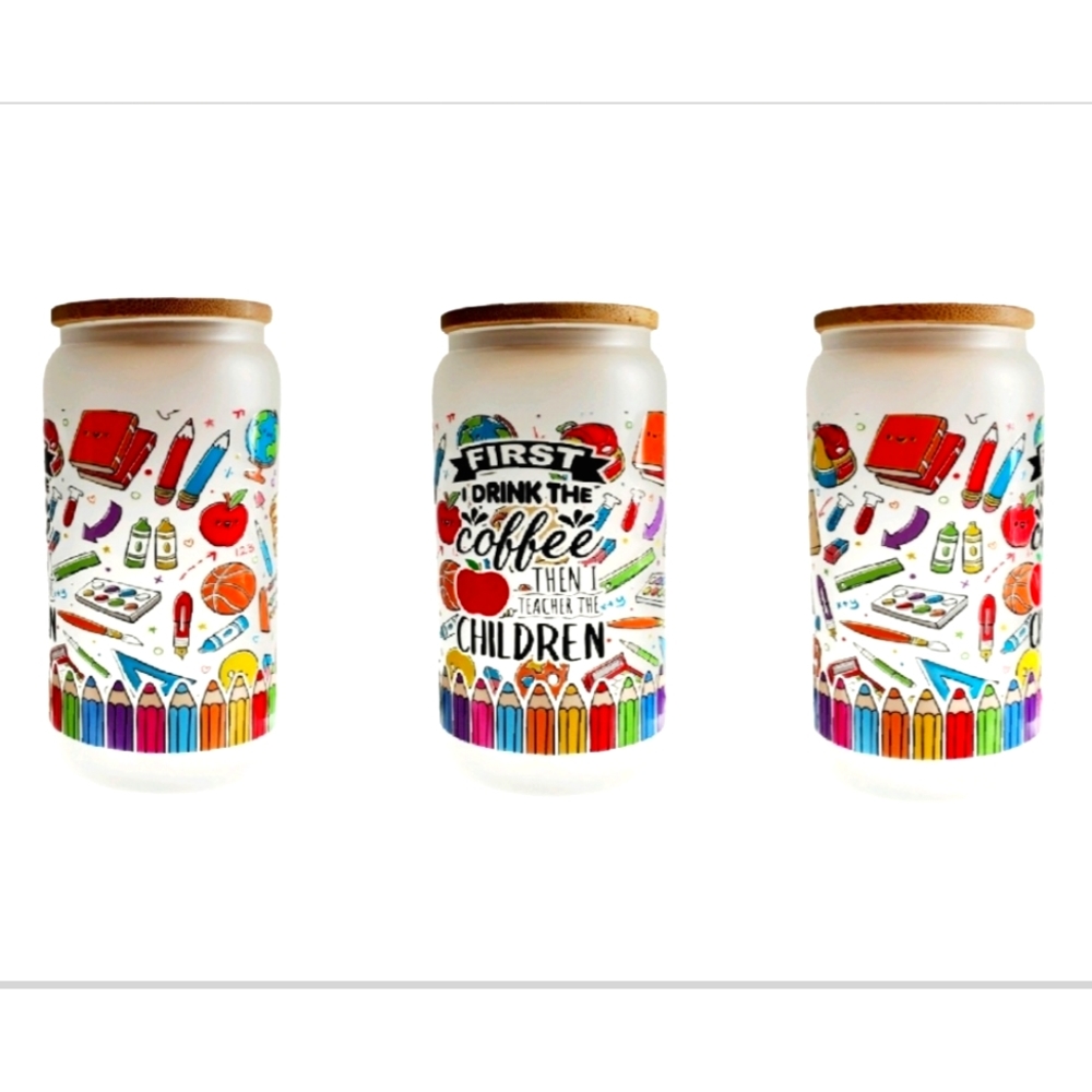 16 oz. LIBBEY'S tumbler, with teacher design.